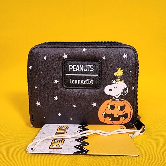 Loungefly Peanuts Halloween Trick-Or-Treat Snoopy Woodstock Soft Tag Zip Wallet - Picture 4 of 12